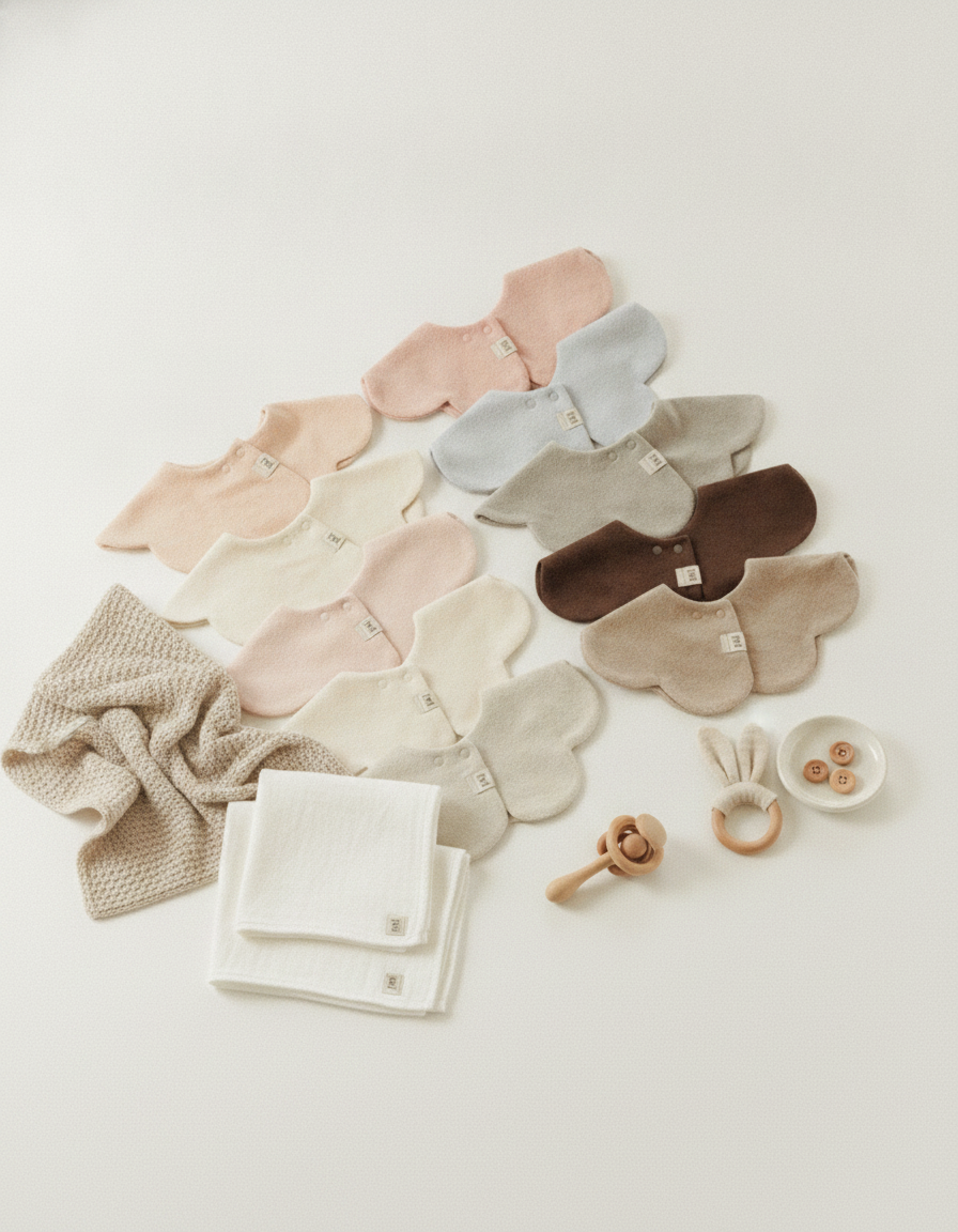 100 Days / Newborn Gift Set (360°Flower Shape Baby Terry Bib) - 5 pcs