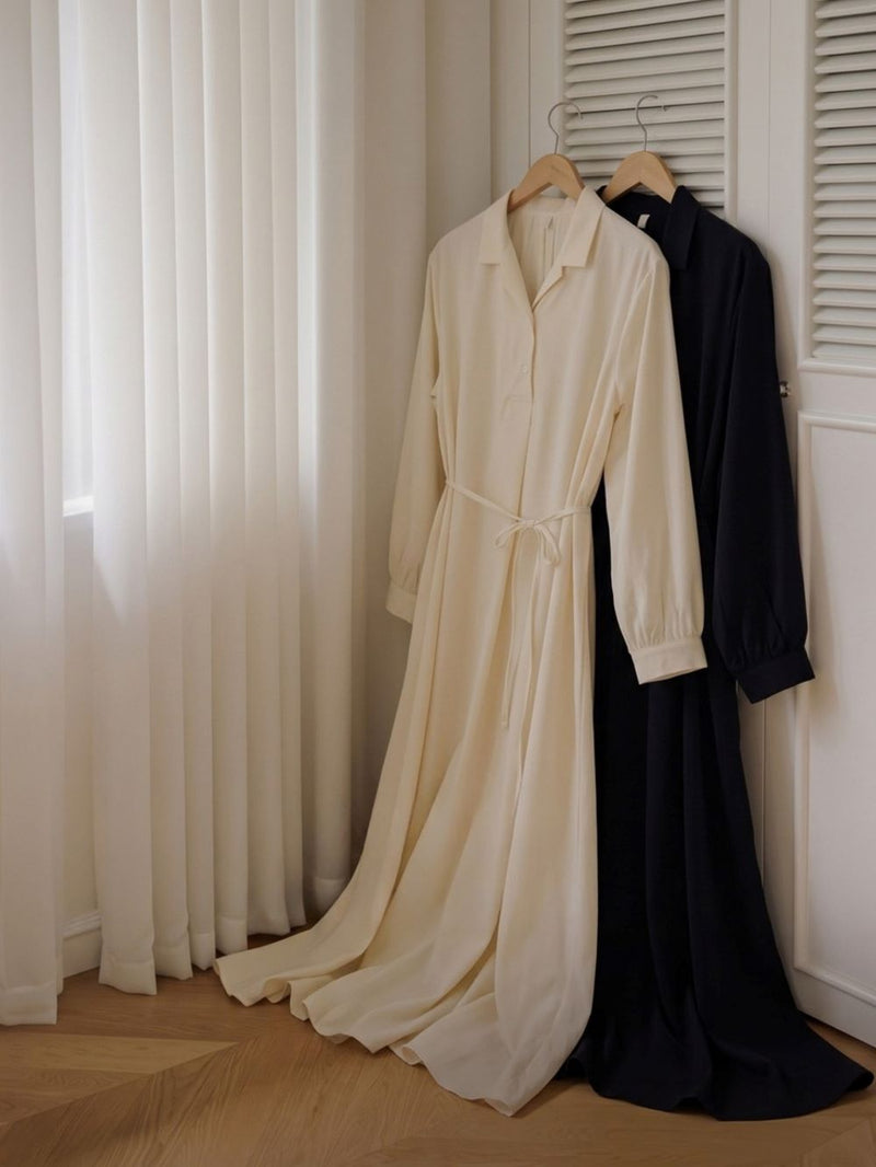 Clean Open Collar Shirt Maternity Dress