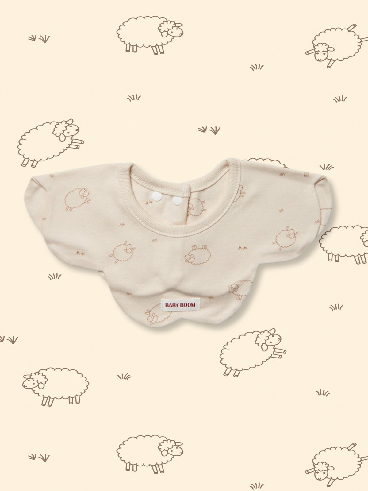 Newborn Cotton 360°Flower Shape Bib - Springtime Sheep (All Seasons)
