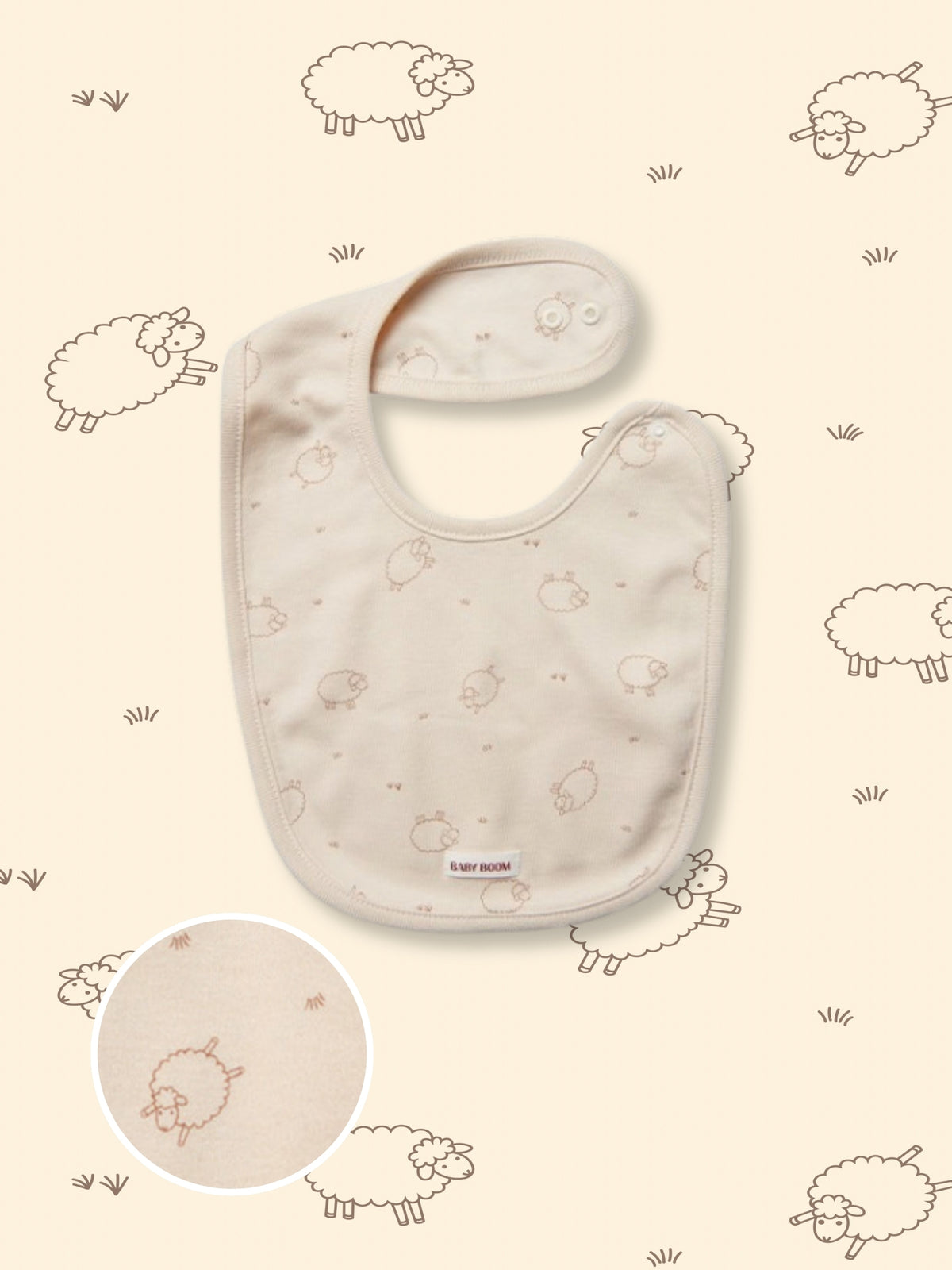 Newborn Cotton Bib - Springtime Sheep (All Seasons)