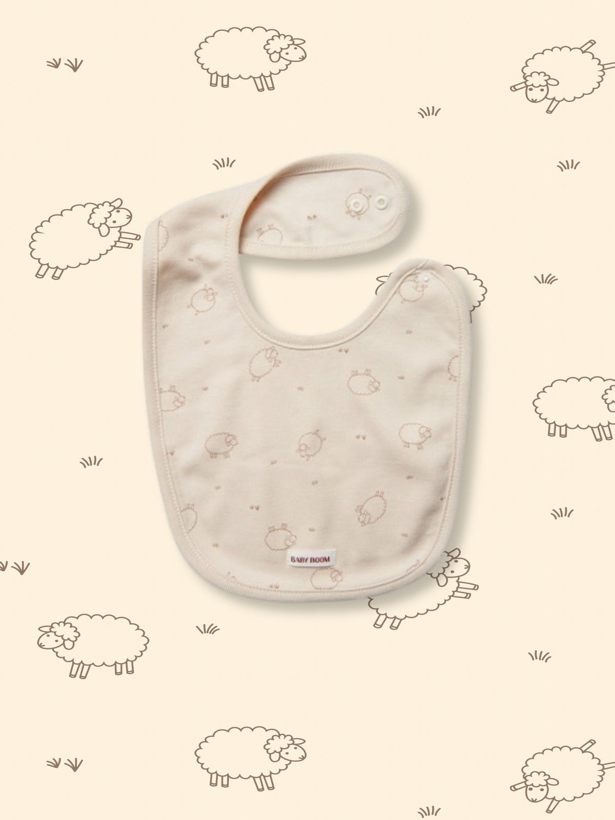 Newborn Cotton Bib - Springtime Sheep (All Seasons)