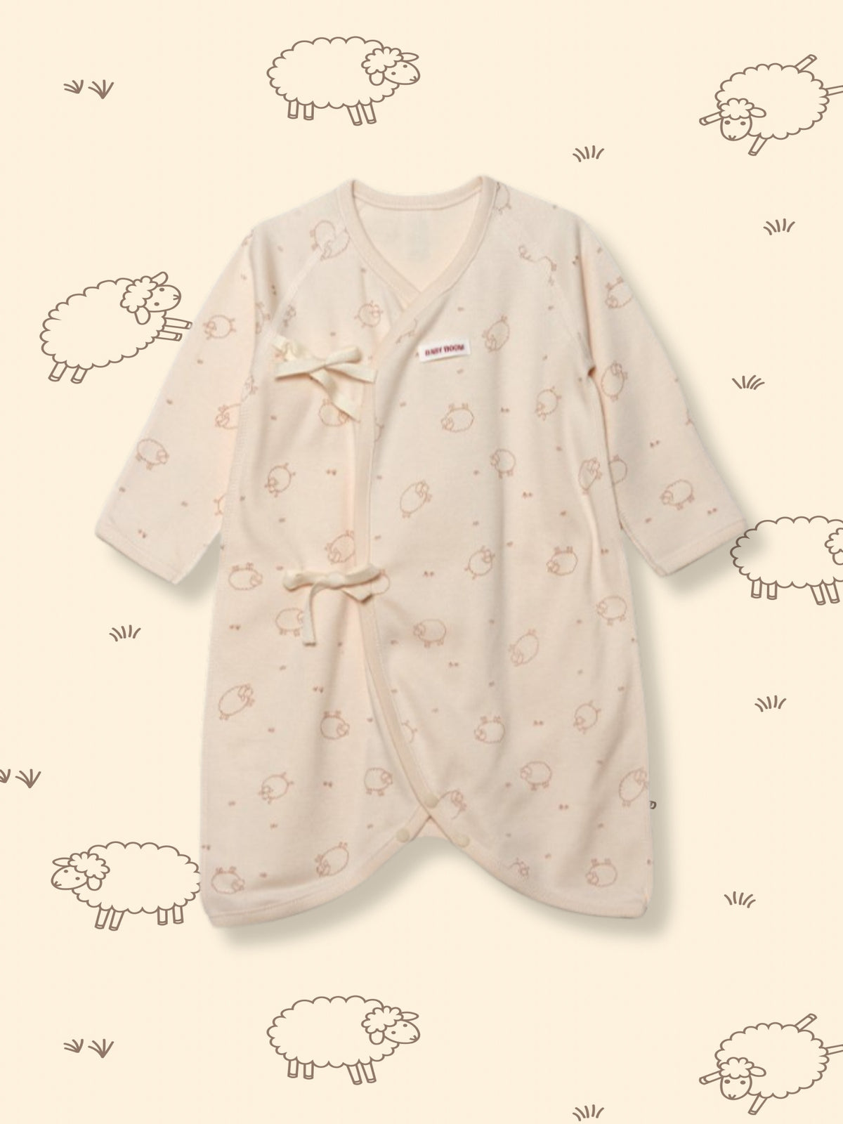 Newborn Cotton Wrap Romper - Springtime Sheep (All Seasons)