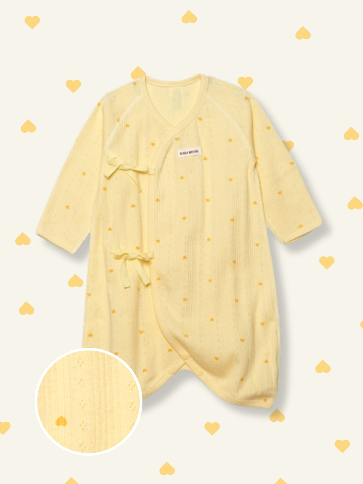 Newborn Cotton Wrap Romper - Yellow Heart (All Seasons)