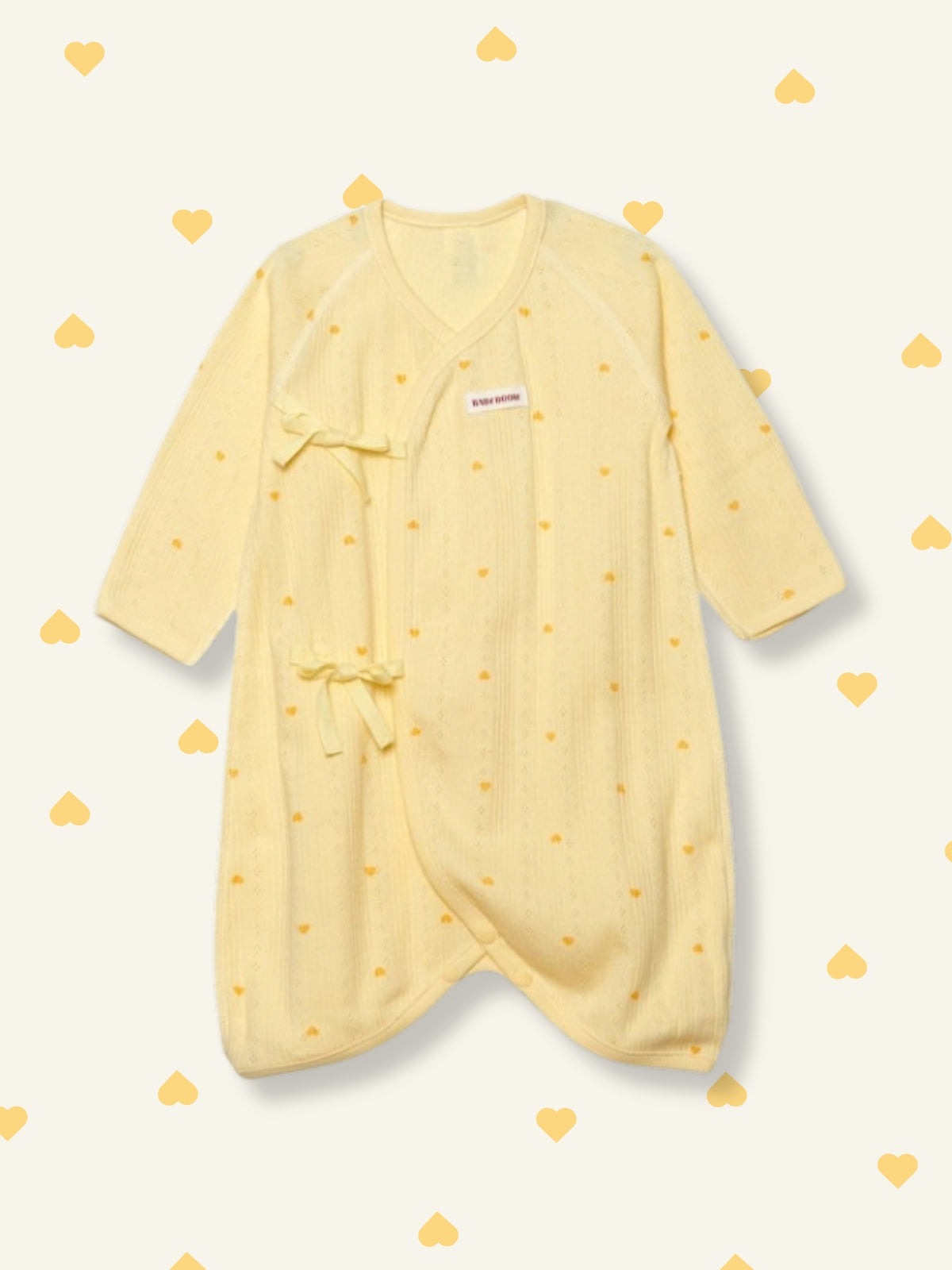 Newborn Cotton Wrap Romper - Yellow Heart (All Seasons)