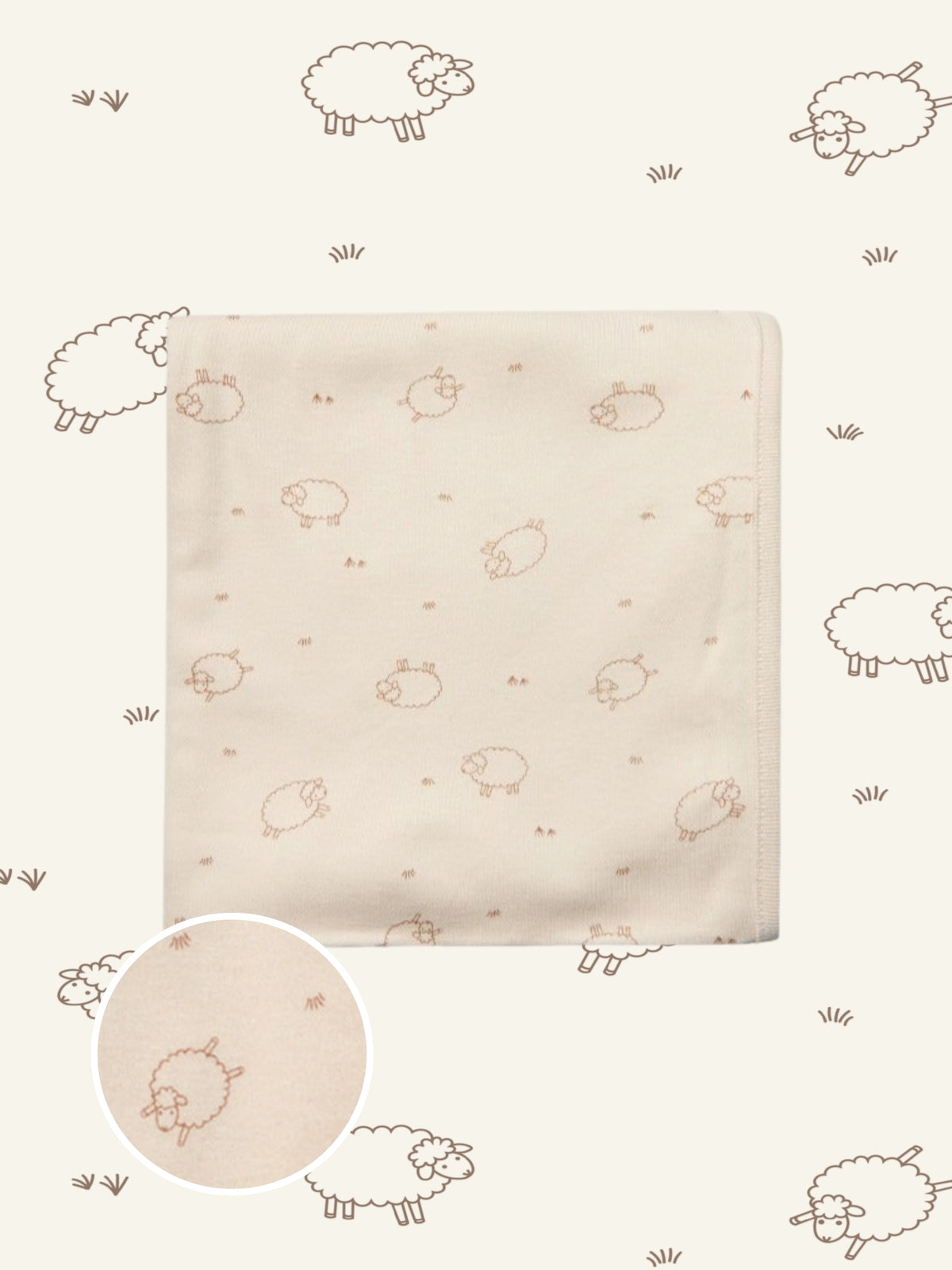 Newborn Cotton Swaddle Blanket - Springtime Sheep (All Seasons)