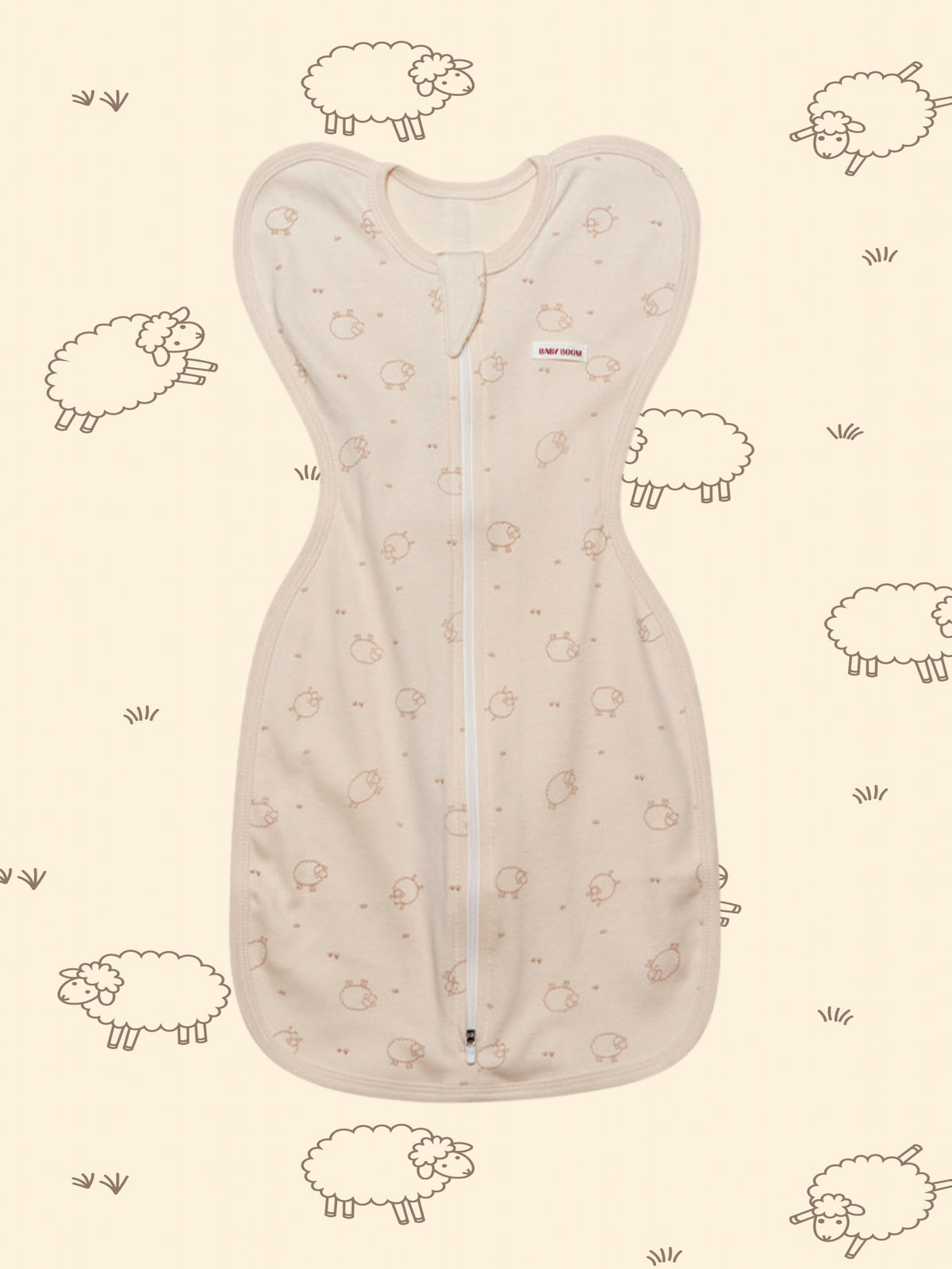 Newborn Cotton Swaddle Sleeping Bag - Springtime Sheep (All Seasons)
