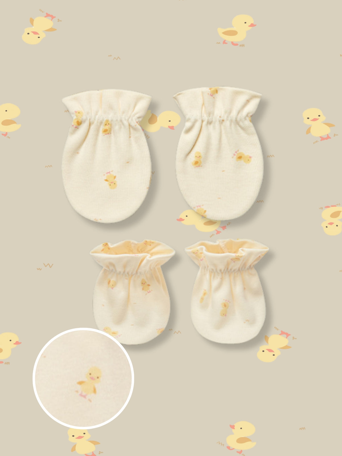 Newborn Cotton Mittens & Booties - Cutie Little Duck (All Seasons)