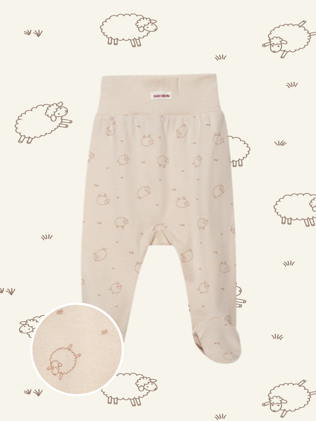 Newborn Cotton Footed Pants - Springtime Sheep (All Seasons)