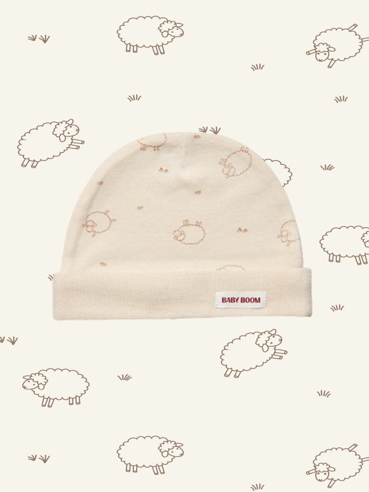 Newborn Cotton Bonnet - Springtime Sheep (All Seasons)