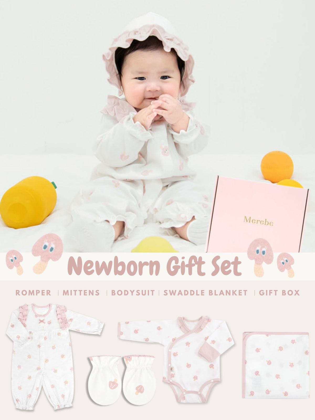Newborn Gift Set - Pinky Mushroom (All Seasons)