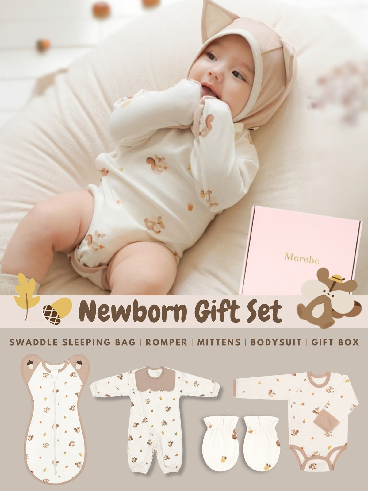 Newborn Gift Set - Baby Squirrel (All Seasons)