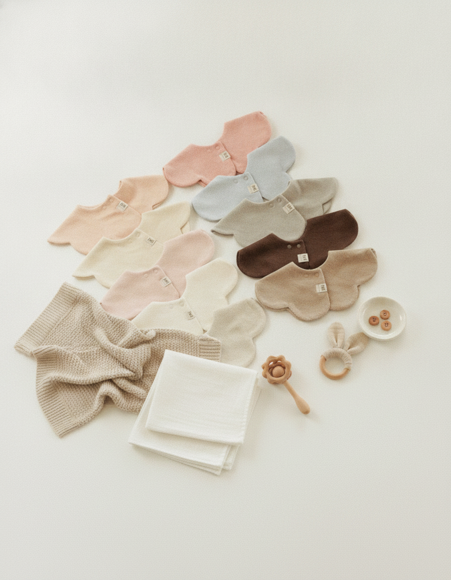 100 Days / Newborn Gift Set (360°Flower Shape Baby Terry Bib) - 3 pcs