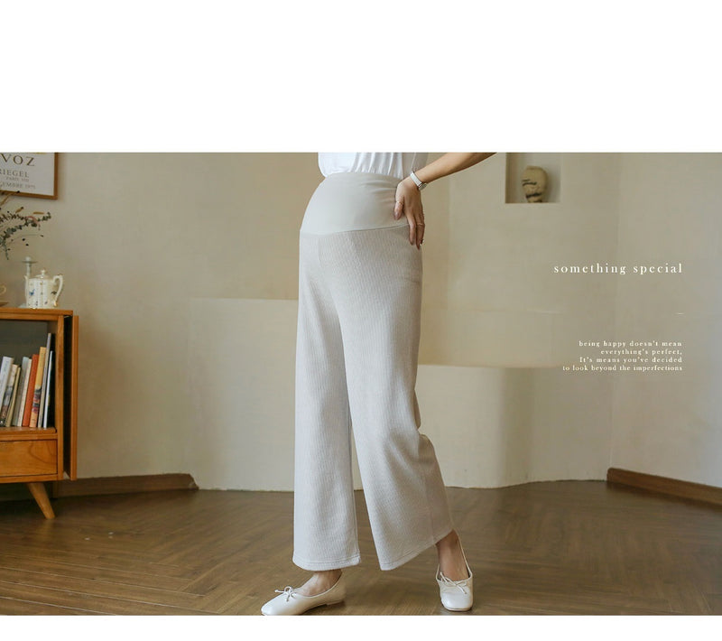 Ribbed Knit Wide-leg Pants