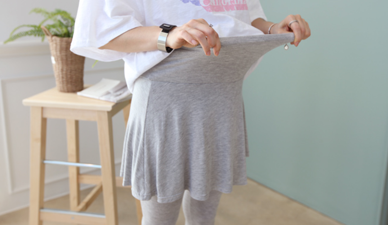 柔軟傘形假兩件短裙托腹Leggings