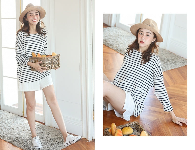 Basic Striped Nursing Top