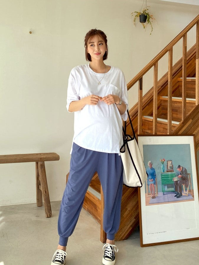 Plain Baggy Pants with Yoga Waistband