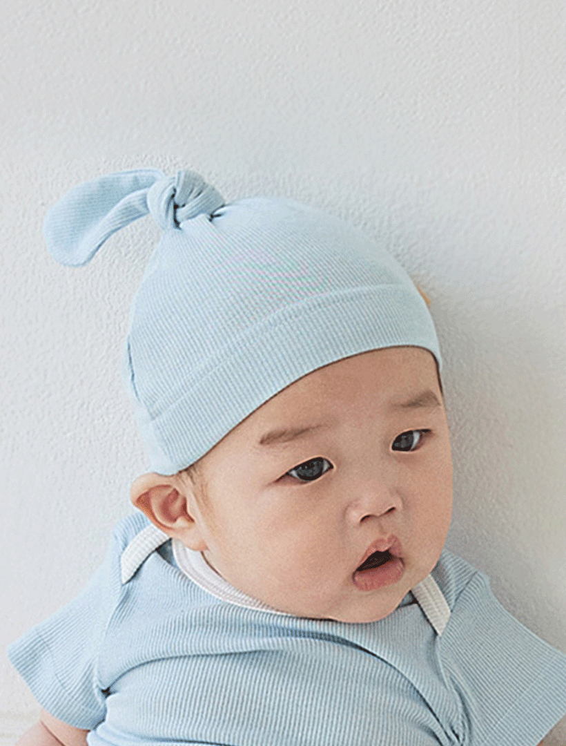KRDY192 Korea Baby&I Modal Ribbed Knot Bonnet (4 Colors)