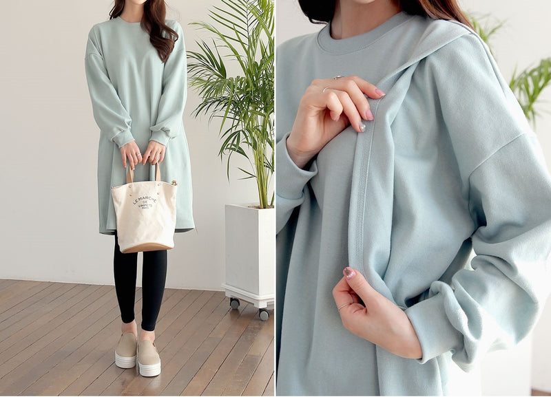 Plain Nursing Sweatshirt Dress