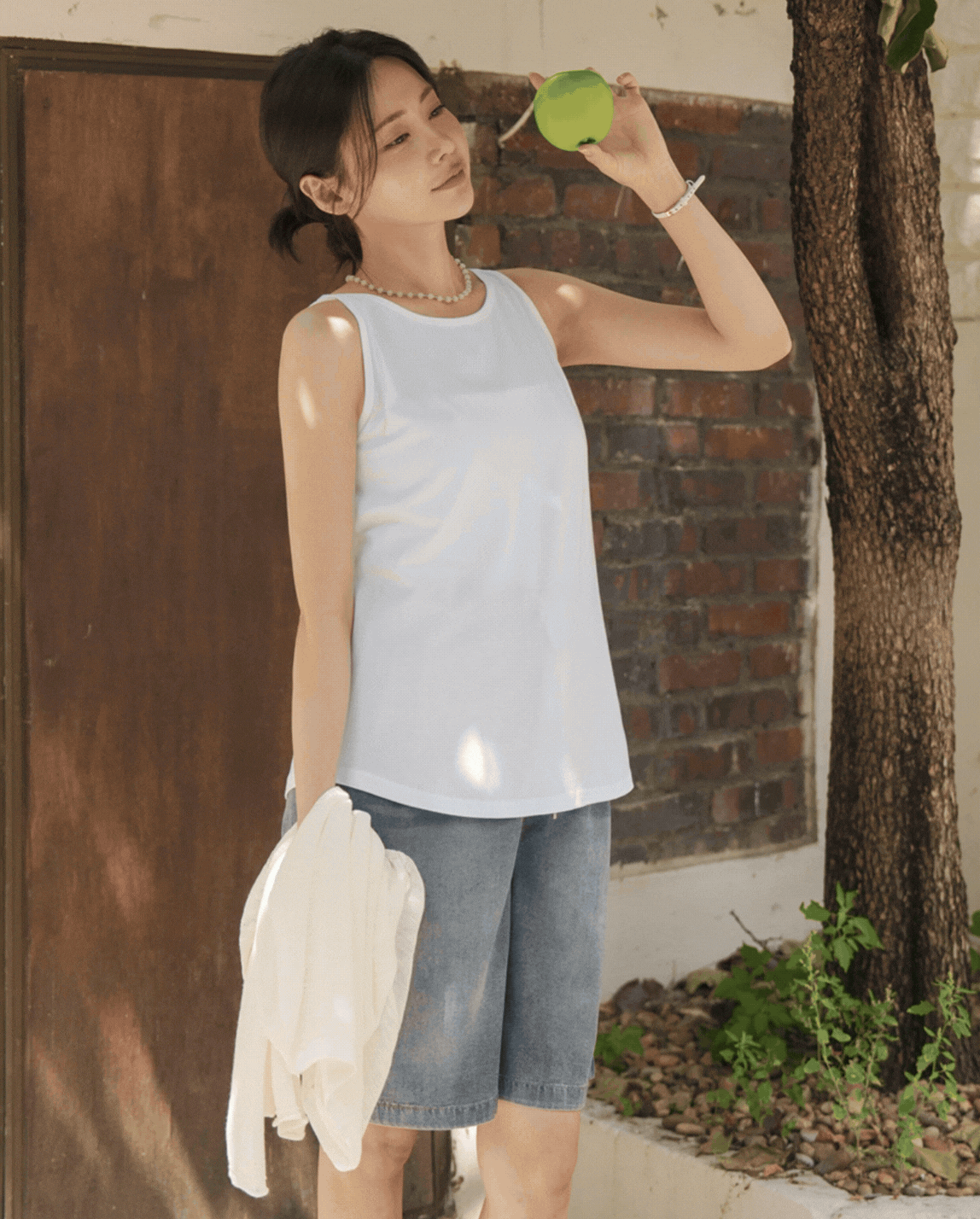 Cooling Drawstring Denim Bermuda Shorts