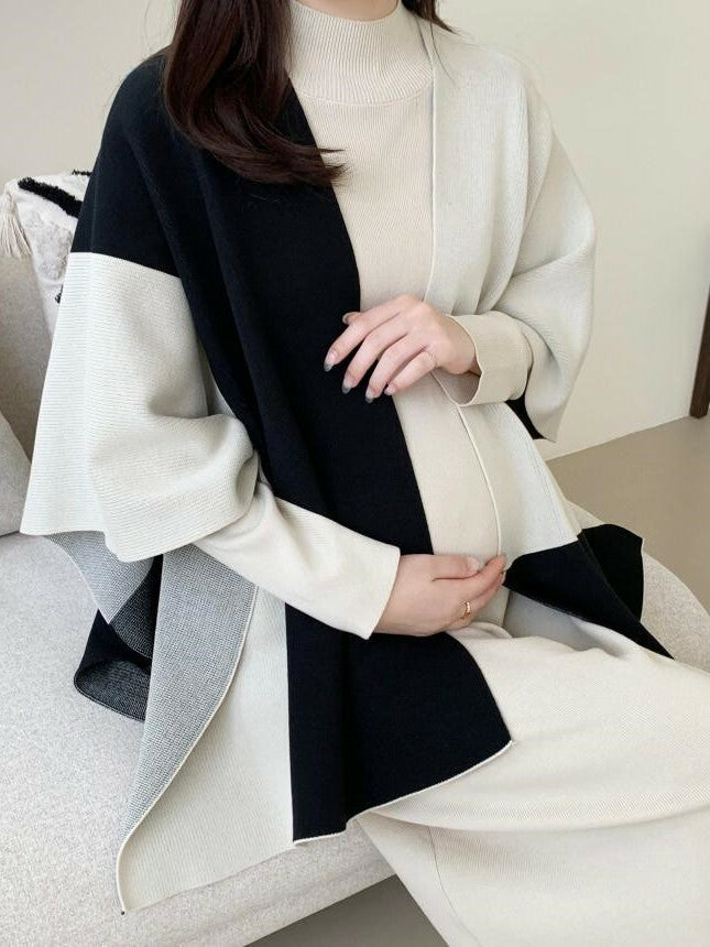 針織披肩開襟衫連衣裙套裝