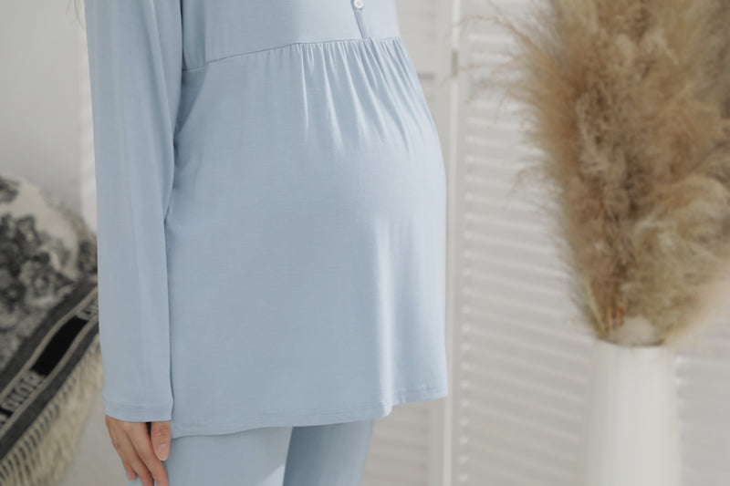 Ultrasoft Long Sleeve Nursing Pajama Set with Yoga Waistband