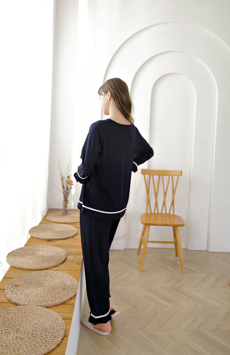 White Border Comfy Nursing Pajama Set