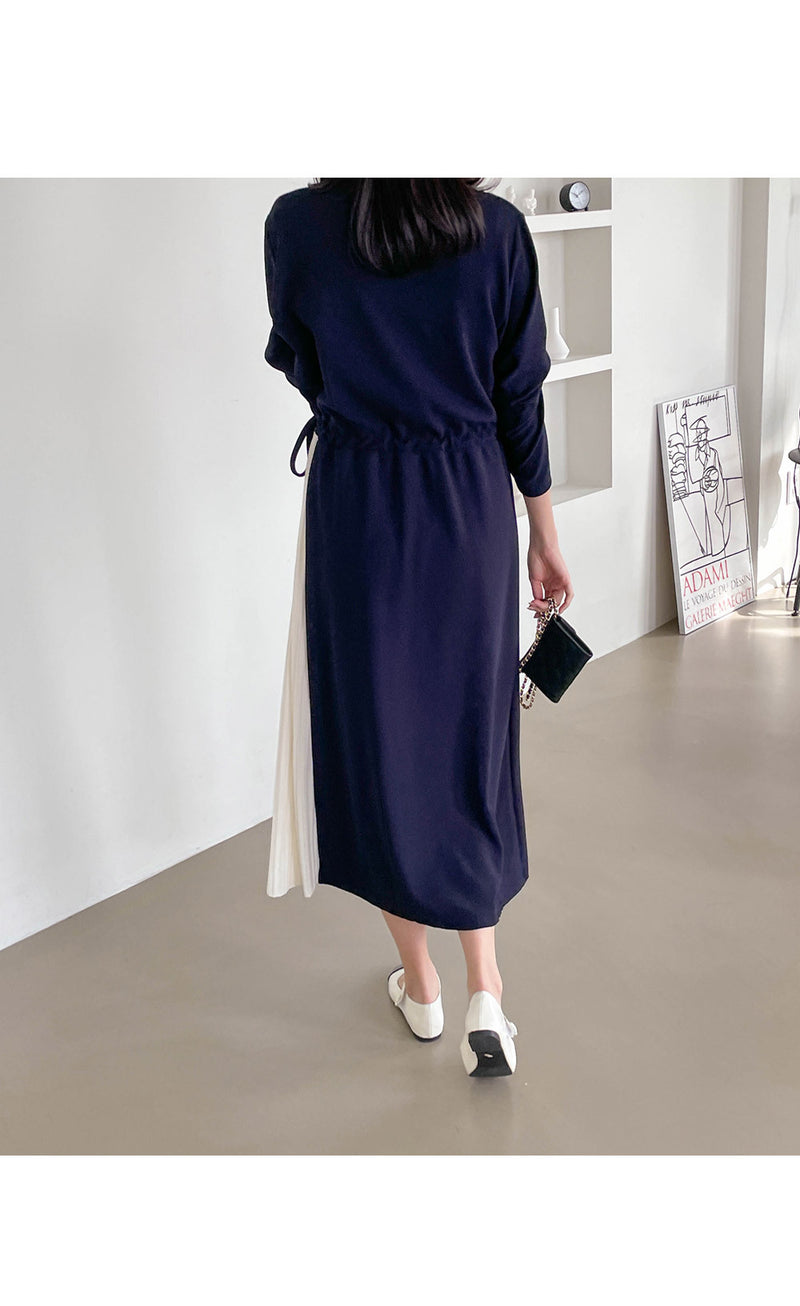 Two-Tone Drawstring Dress