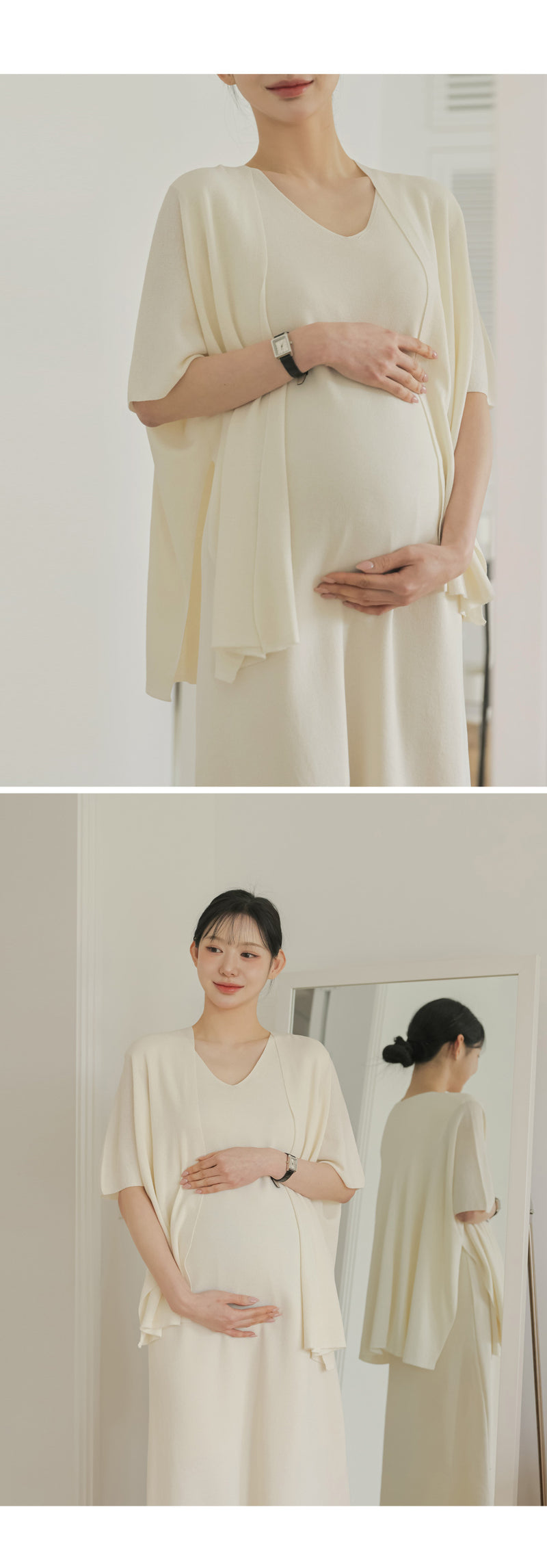 Cooling Knit Shawl Cardigan Dress Two Piece Set