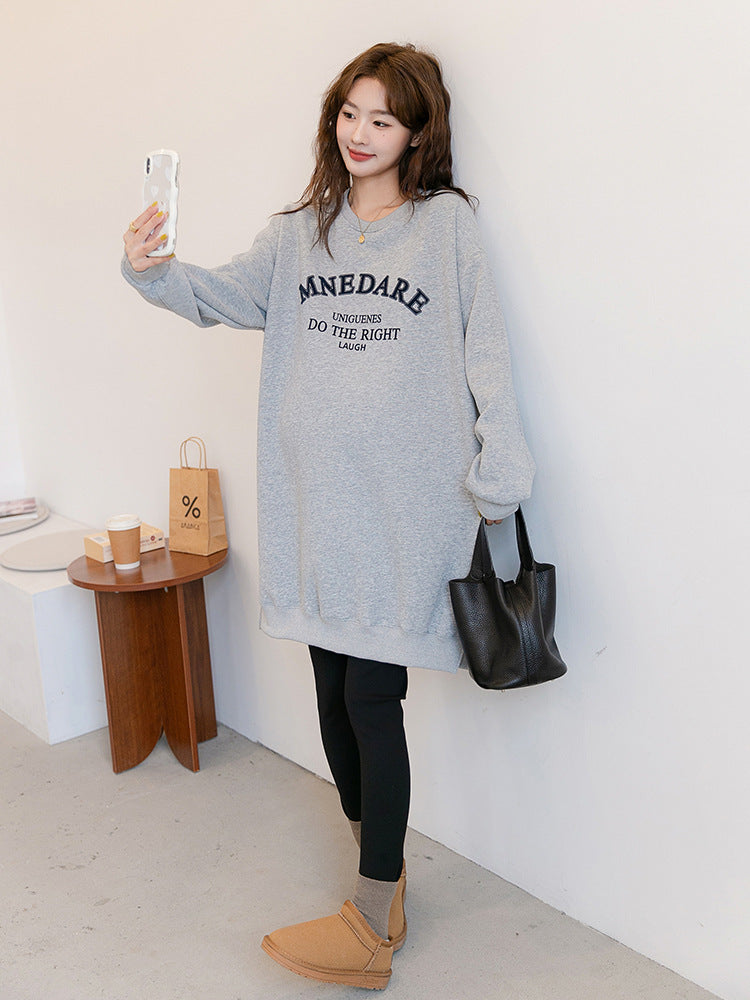 Brushed Graphic Print Long Sweatshirt