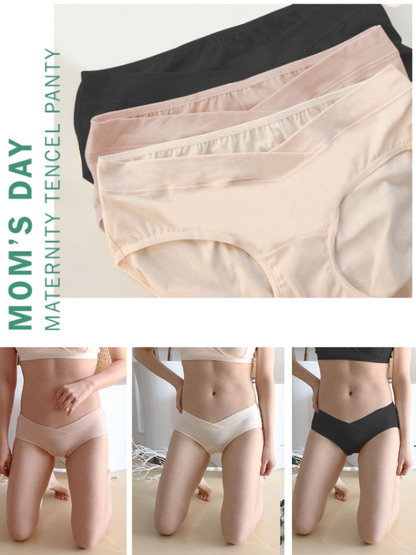 KRMD313 韓國 Mom's day 柔滑天絲低腰孕婦內褲 (1包3條) [孕婦內褲]♡