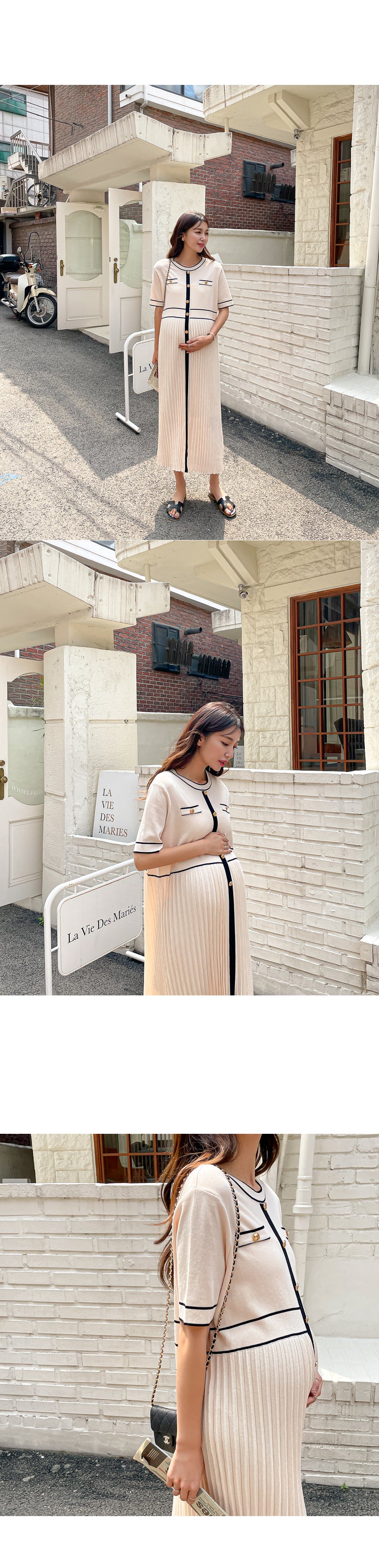 Elegant Stripe Knit Midi Dress