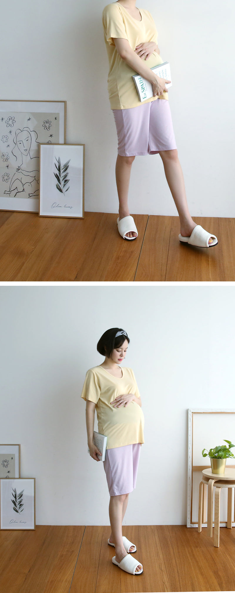 Simple 1/2 Length Over-knee Shorts with Yoga Waistband
