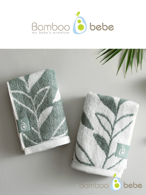 KRBA302 韓國 Bamboo Bebe 竹纖維輕盈面巾 (植物圖案)