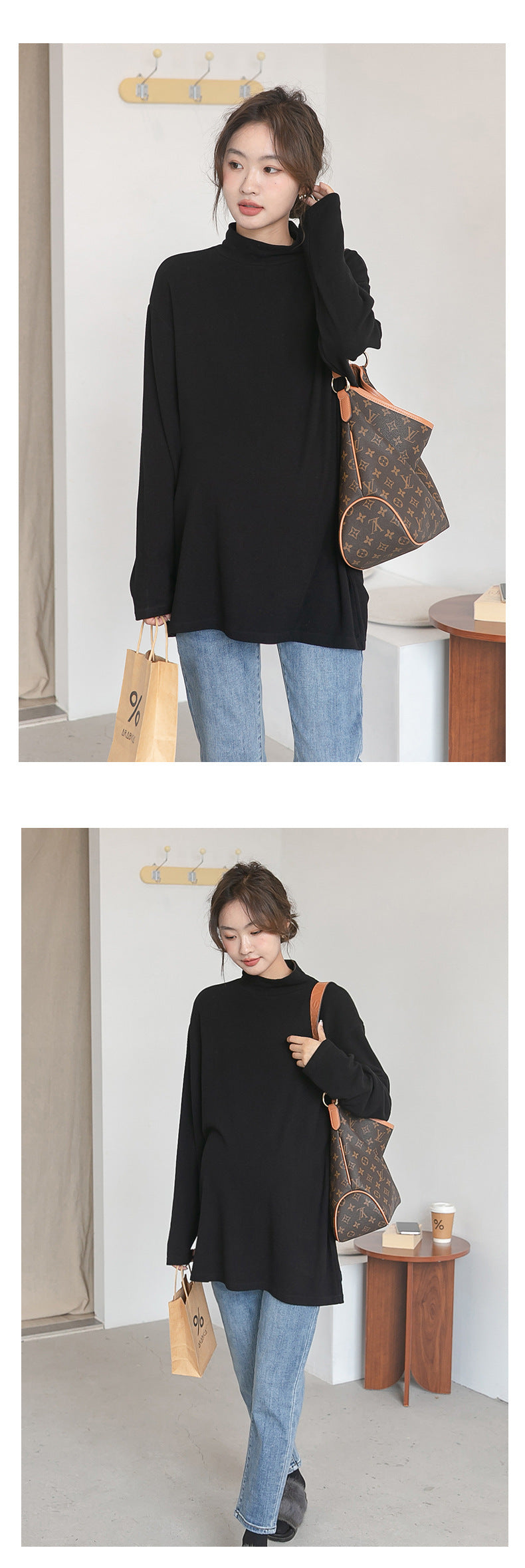 Plain Turtleneck Top