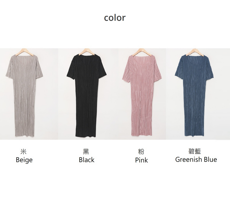 Solid Pleated Midi Dress