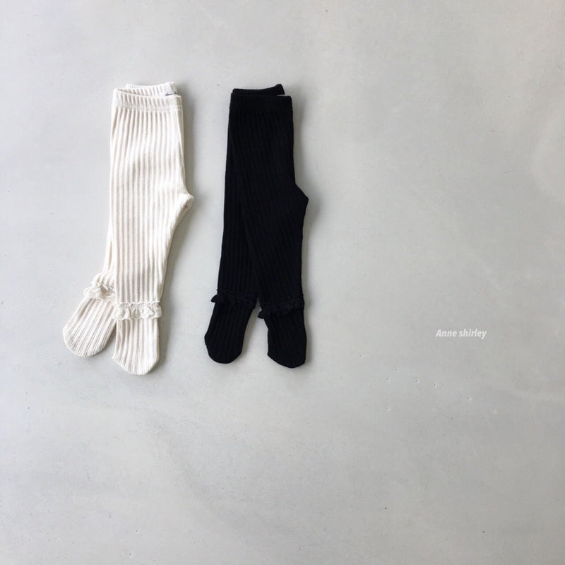 KRXO064 Ribbed-Knit Ruffle Baby Footed Leggings (2 Colors)