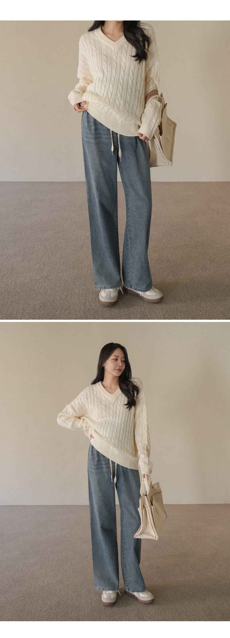 Drawstring Wide-Leg Denim