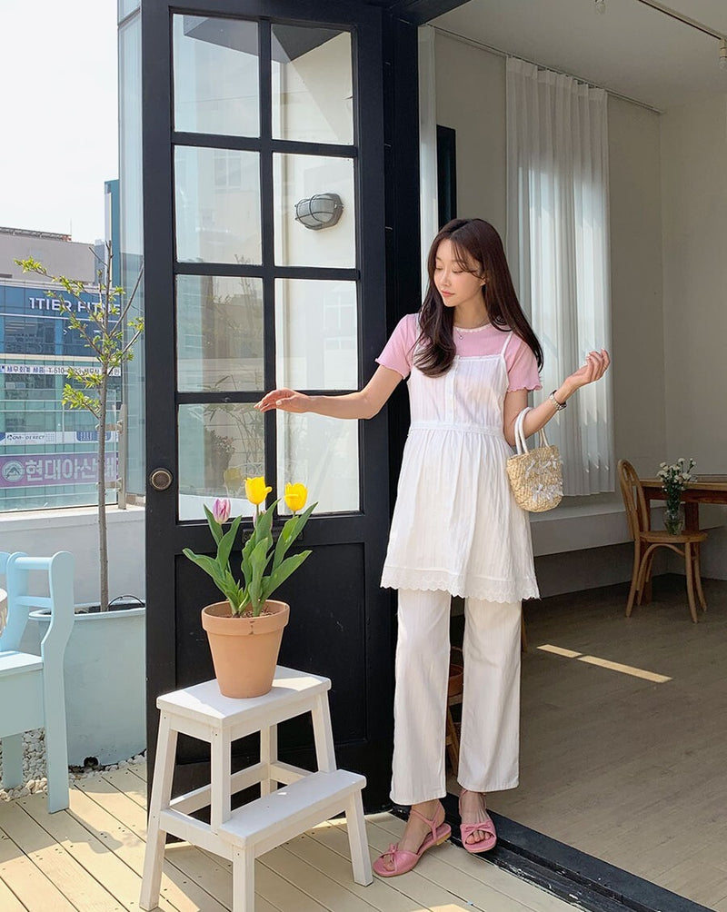 夏季白色瑜珈腰圍闊腳褲