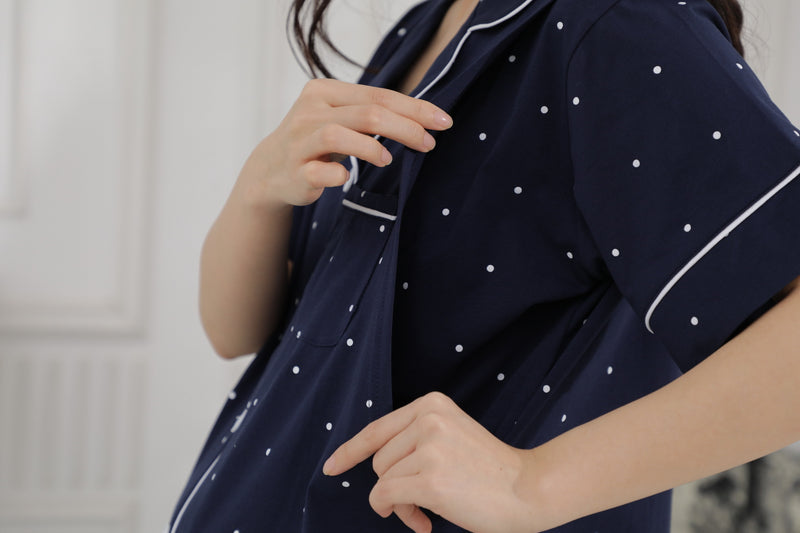點點圖案可調腰圍短䄂哺乳套裝
