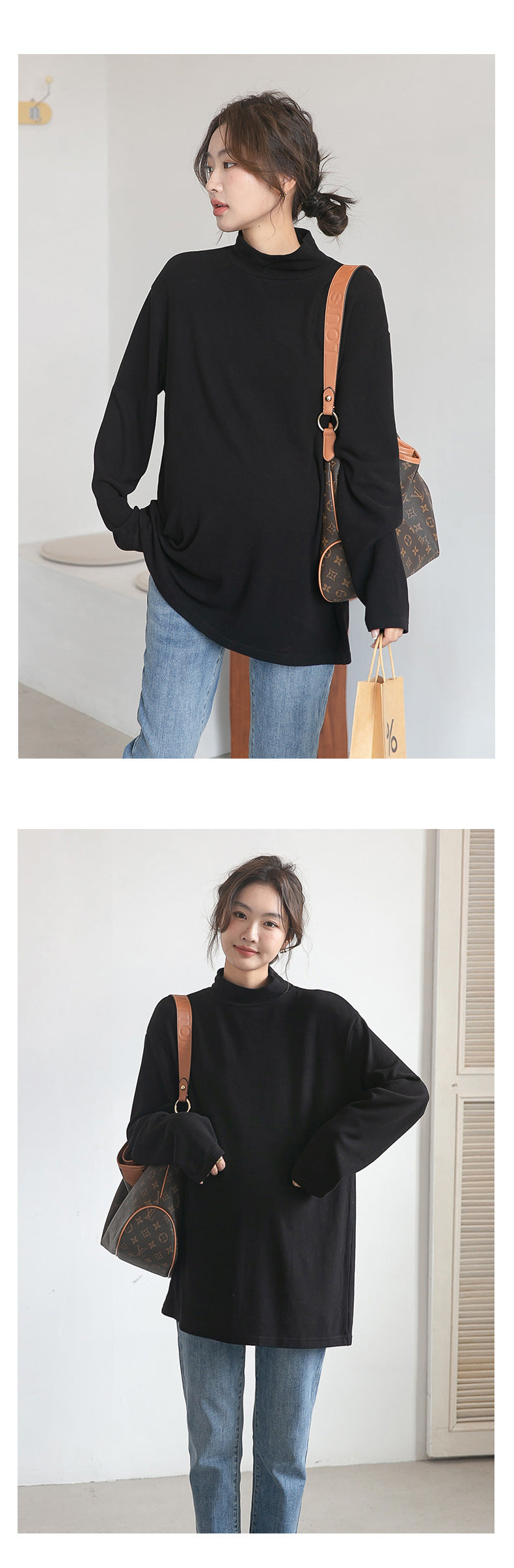 Plain Turtleneck Top
