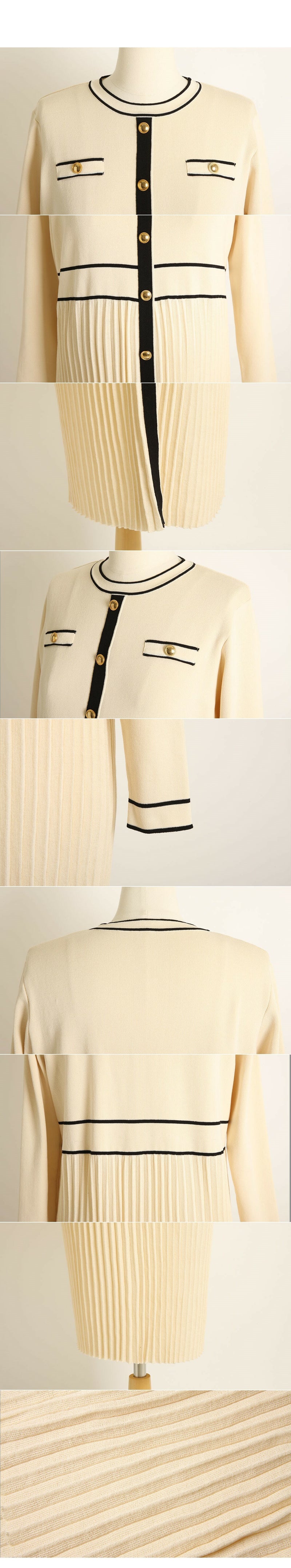 Elegant Stripe Knit Midi Dress