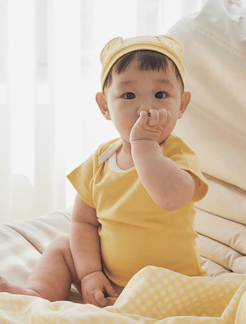 KRDY194 Korea Baby&I Modal Ribbed Short Sleeve Bodysuit (4 Colors)