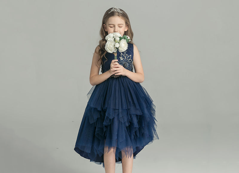 KDX1010 Asymmetric Layered Mesh Princess Dress (Size:100-150)