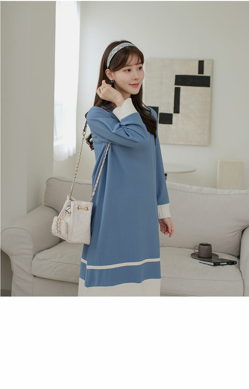 Pleated Two-Toned Midi Dress