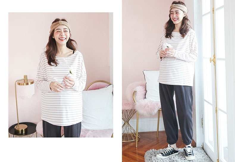 Basic Striped Nursing Top