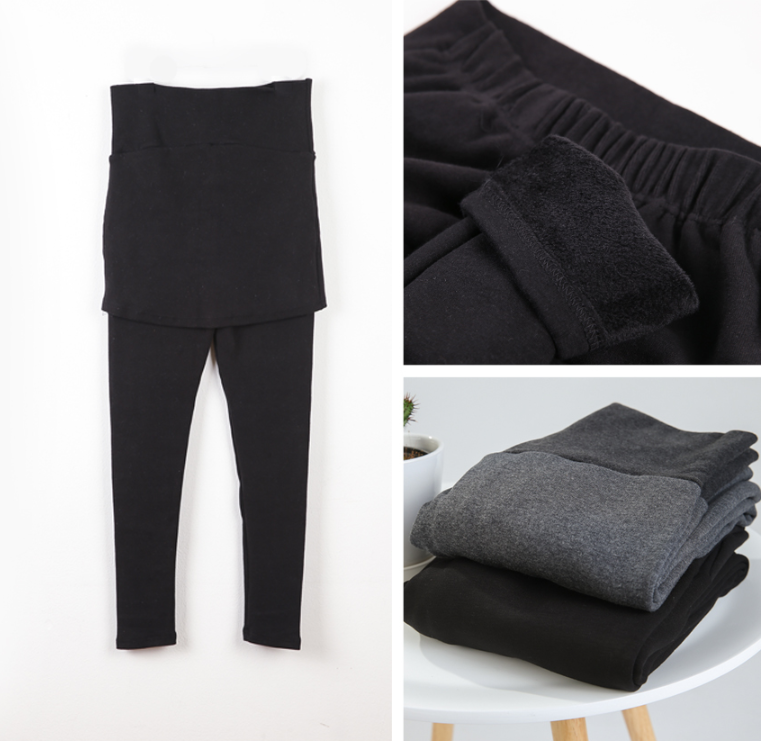 KRMD710 韓國 Mom's day 高級優質托腹人工仿貂保暖短裙Leggings (2色) [孕婦緊身褲/下裝]