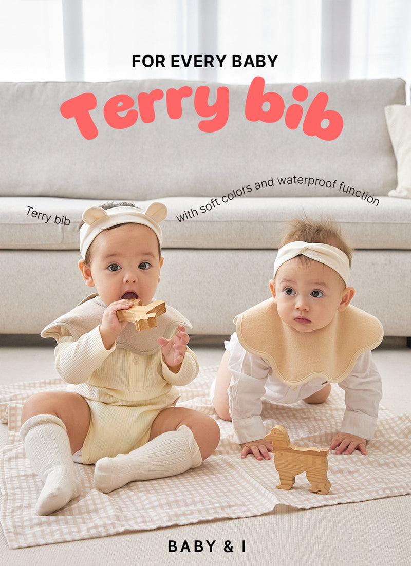 KRDY187 韓國 Baby&I 嬰兒毛巾布360°花花型防水口水肩 (9種顏色)