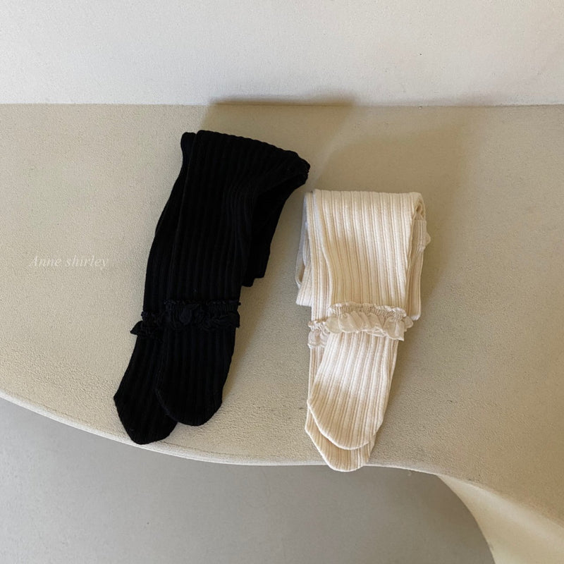 KRXO064 Ribbed-Knit Ruffle Baby Footed Leggings (2 Colors)