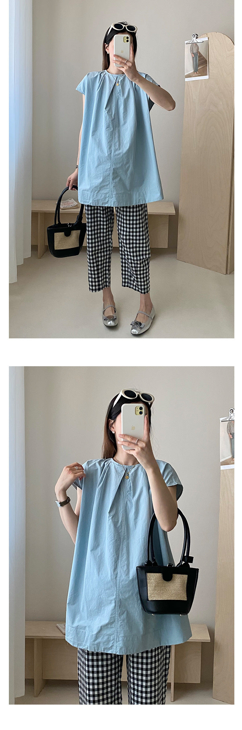 Solid Japanese Style Midi Cap Sleeve Top
