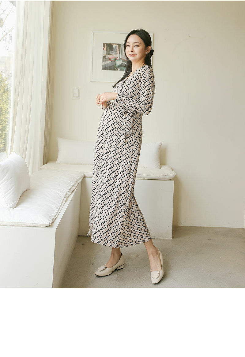 Woven Pattern Side Tie Dress